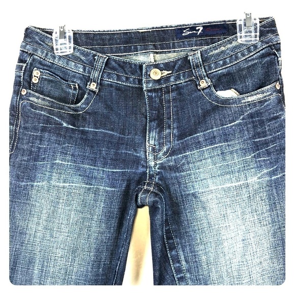 Euc-7 Seven Vintage Low Rise Distressed Five Pockets Zip Fly Cropped Jeans 27 - Picture 5 of 5